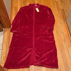 Ekouaer Women's XL Red Long Soft Fuzzy Fur Fleece Housecoat Robe Pajama